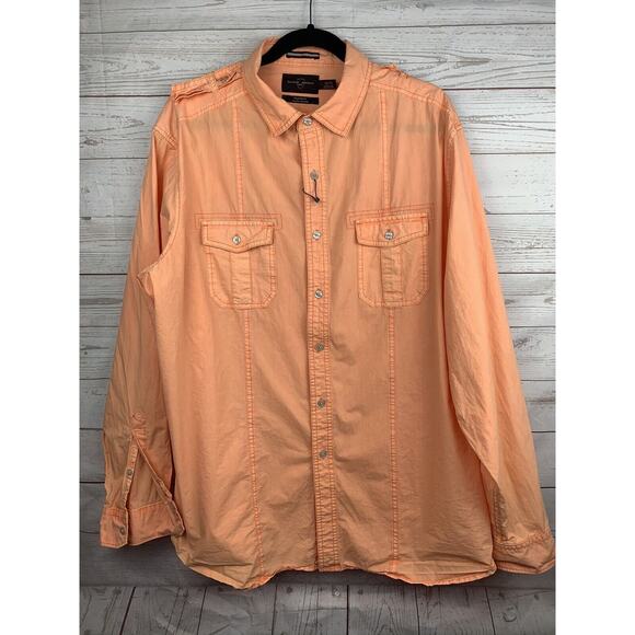 Black Brown 1826 Long Sleeve Shirt‎ Mens XXL Light Orange lightweight - Picture 1 of 7